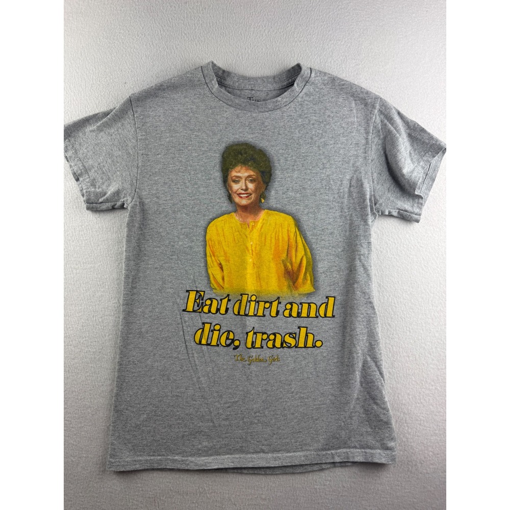 The Golden Girls Blanche Eat Dirt and Die Trash Graphic Tee Gray Small‎